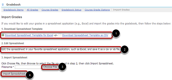 Import Grades Page